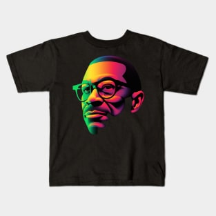 Malcolm X Black History Portrait Retro Colorful Kids T-Shirt
